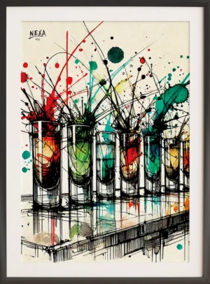Dynamic colorful ink splashes with energetic paint bursts – A4 printable