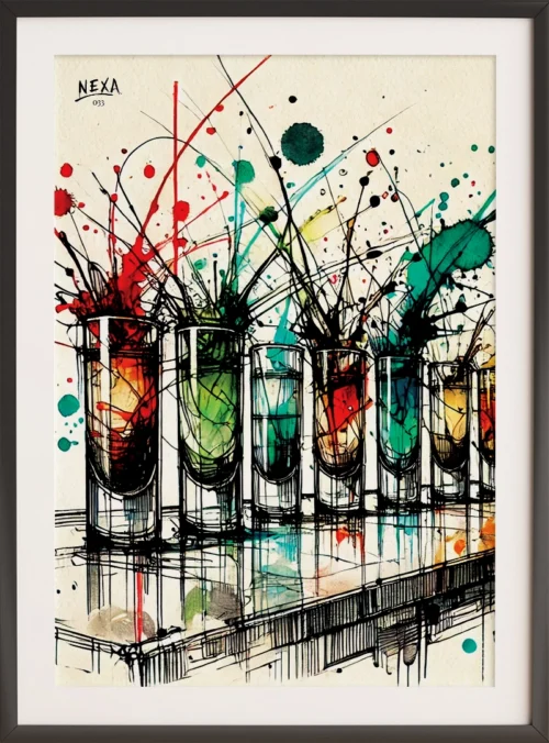 Dynamic colorful ink splashes with energetic paint bursts – A4 printable