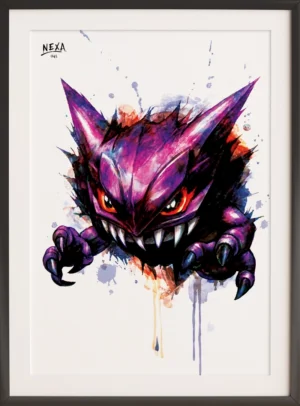 Menacing purple creature with sharp claws and intense eyes – A4 printable