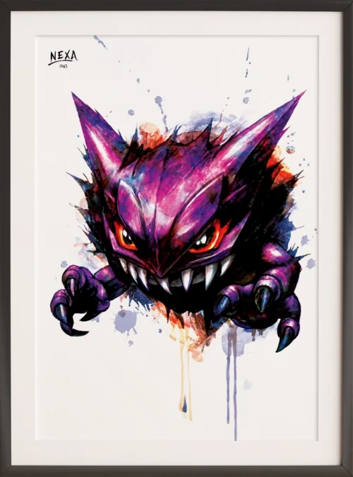 Menacing purple creature with sharp claws and intense eyes – A4 printable