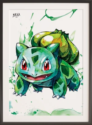 Plant starter creature with vibrant green colors and watercolor splashes – A4 printable