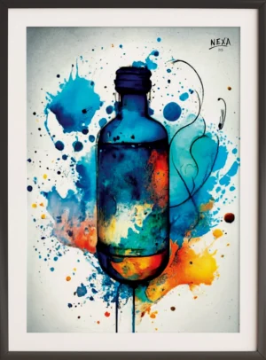 Colorful potion bottle with vibrant ink and watercolor splashes – A4 printable